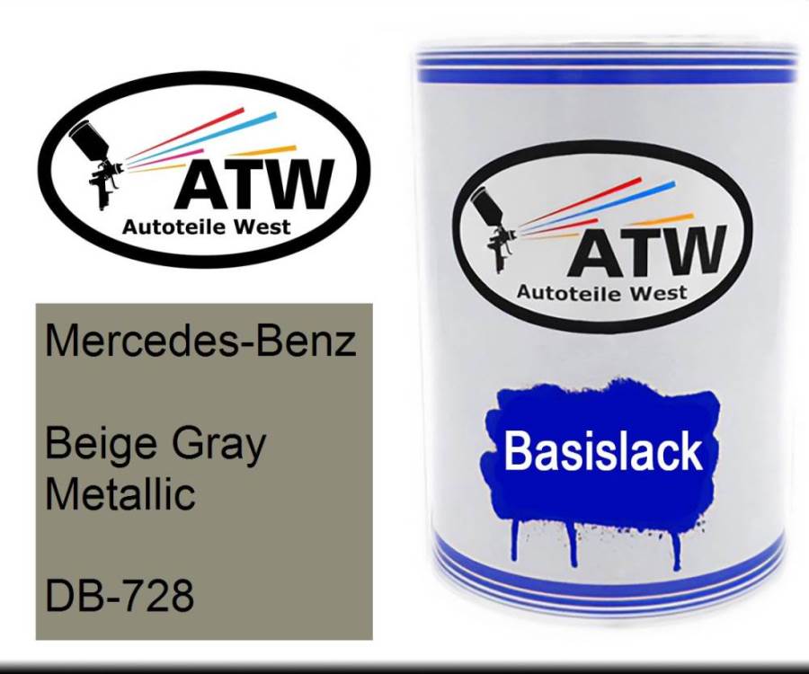 Mercedes-Benz, Beige Gray Metallic, DB-728: 500ml Lackdose, von ATW Autoteile West.